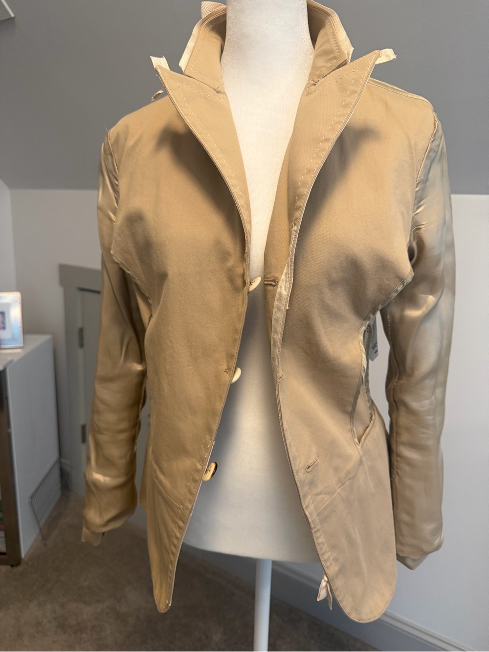 PRADA Vintage 2007 Beige Cotton Deconstructed Ribbon Trim Jacket US 2 - Picture 4 of 9